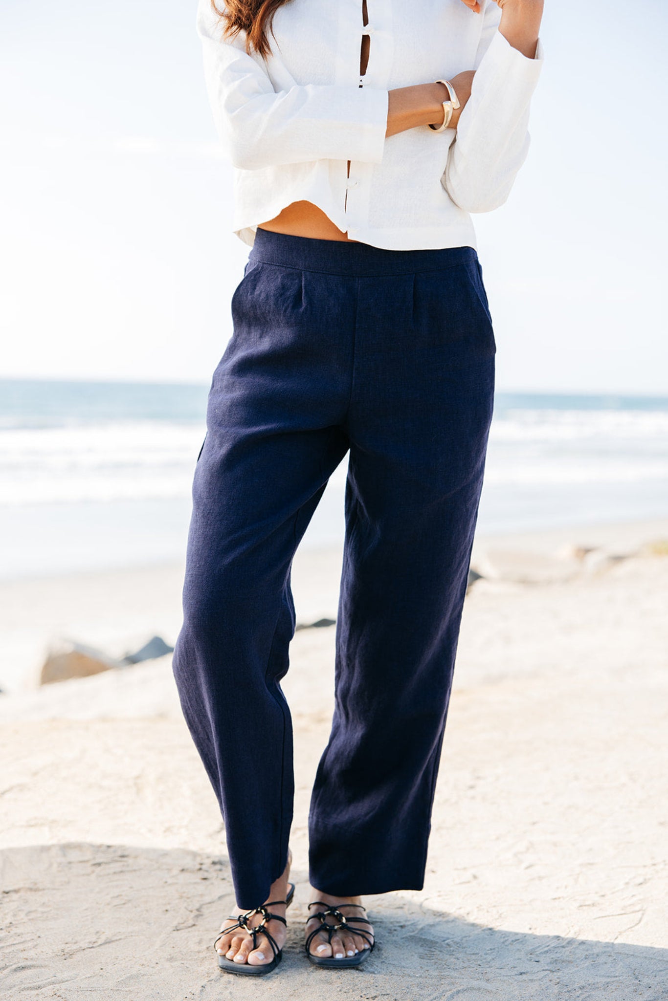 Tailored Navy Linen Pants with Relaxed Fit | Isla & Saige S Tailored Navy Linen Pants with Relaxed Fit | Isla & Saige S