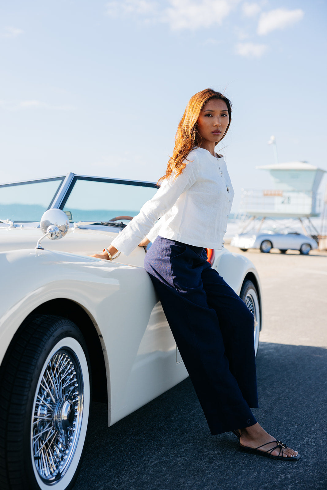 Luxury navy linen pant