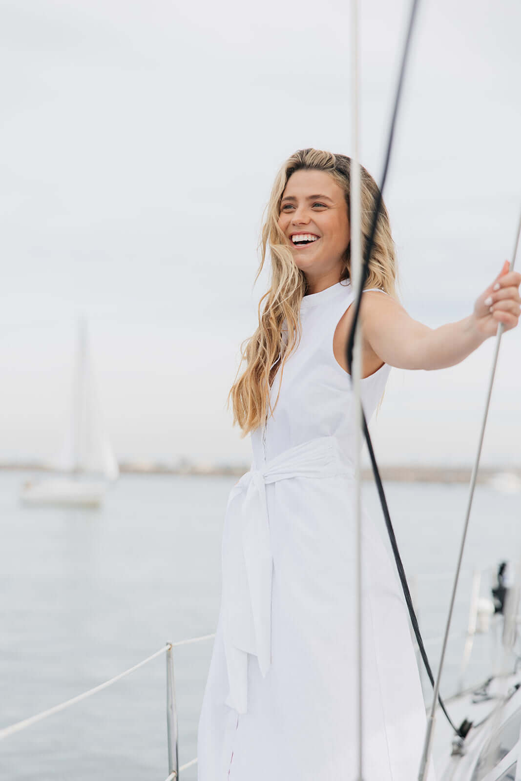 White cotton tie dress