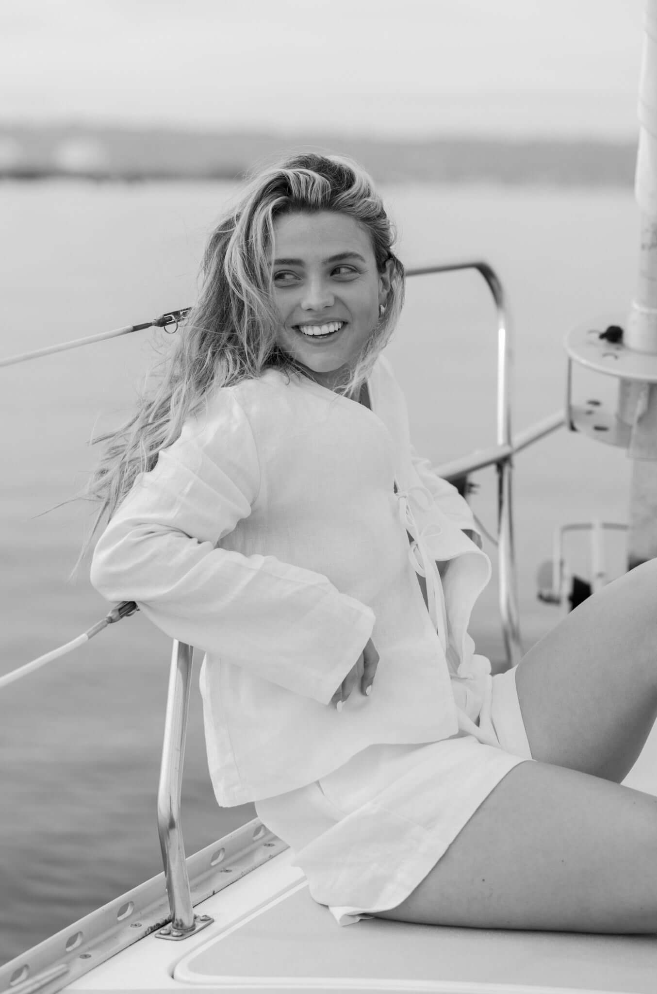 Timeless white linen short with matching white linen tie top