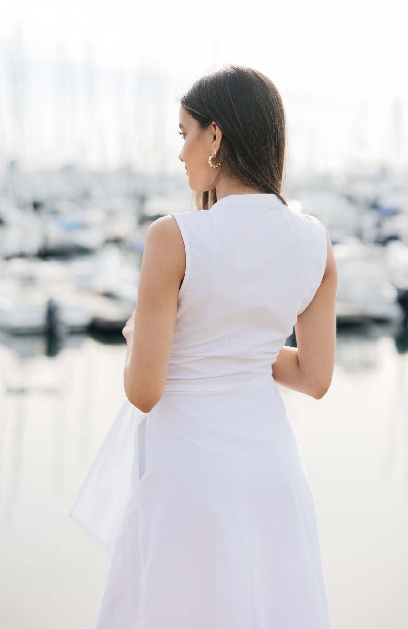 Classic white cotton midi dress