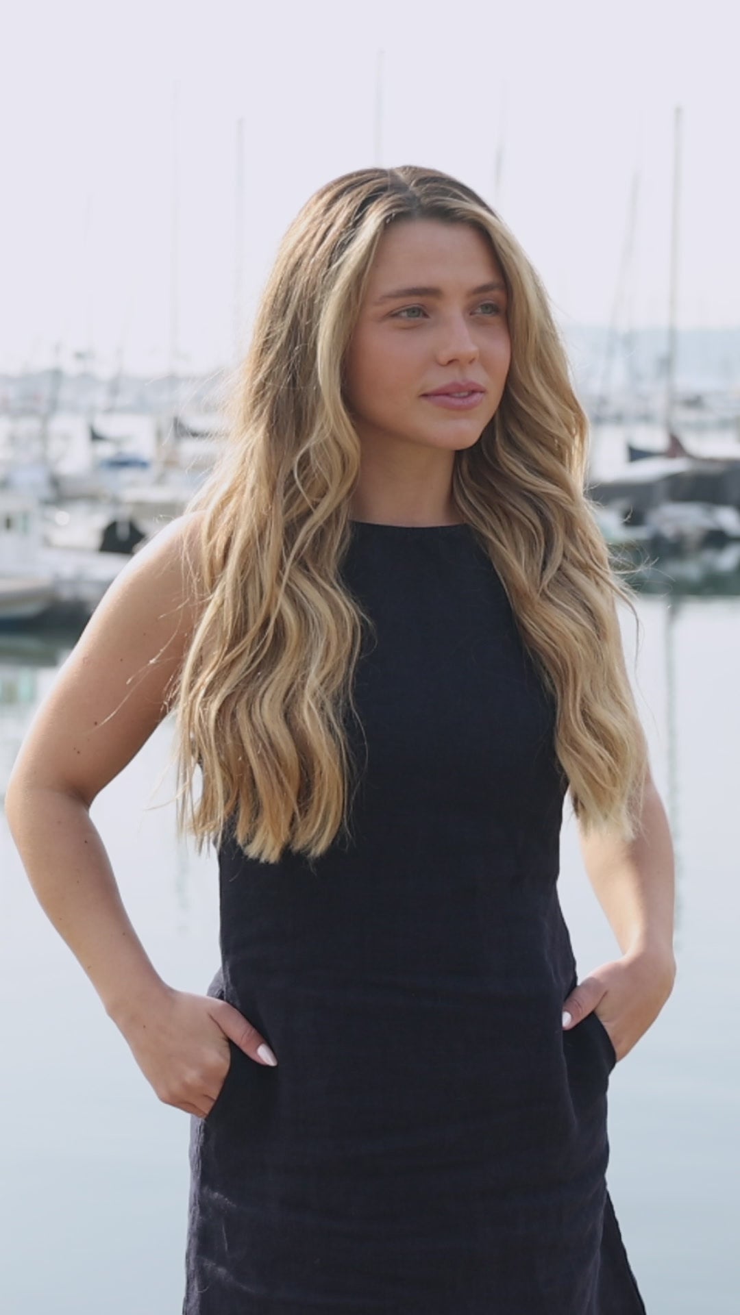 Classic navy shift dress with pockets