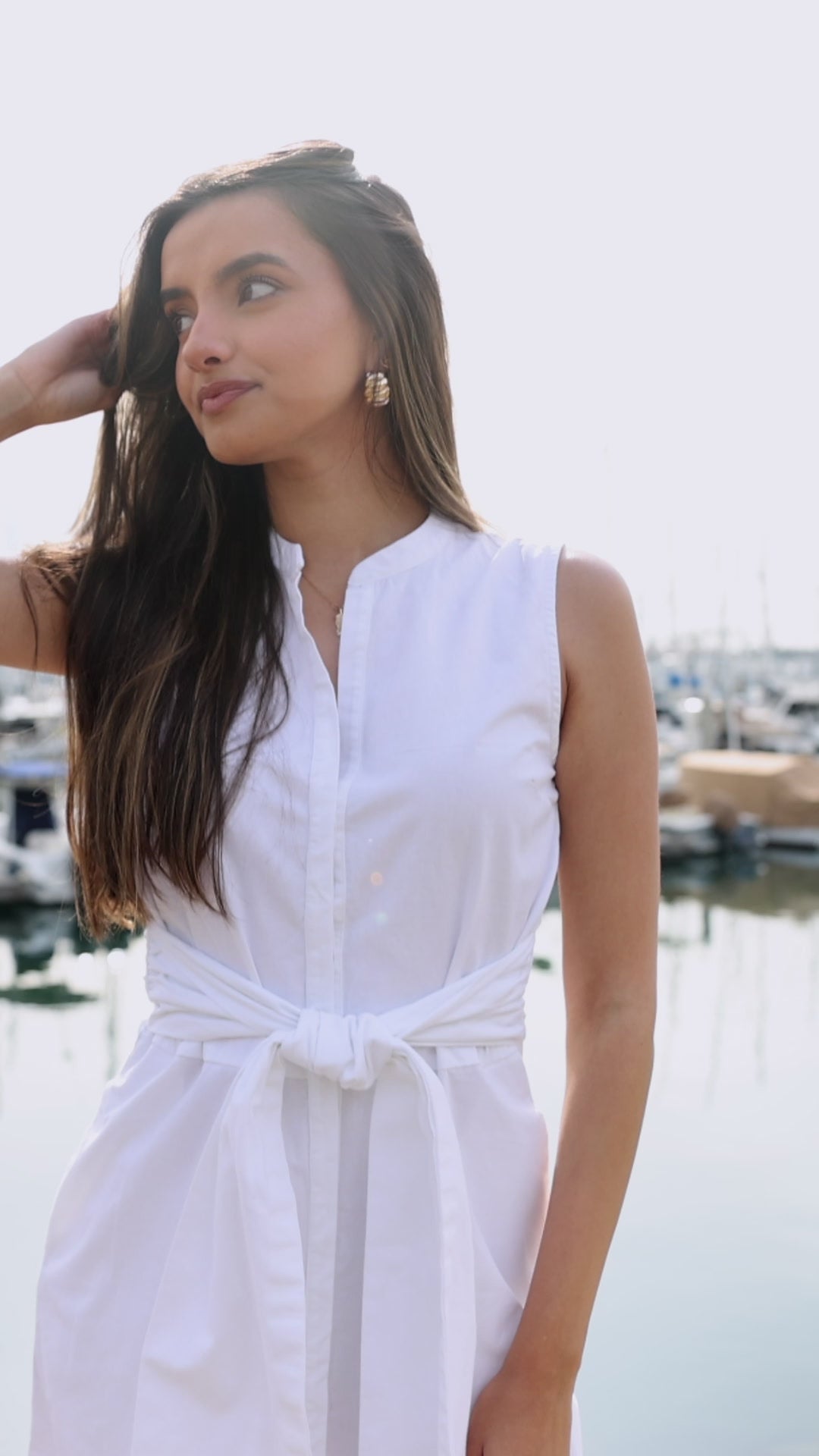 Classic white midi coastal dress