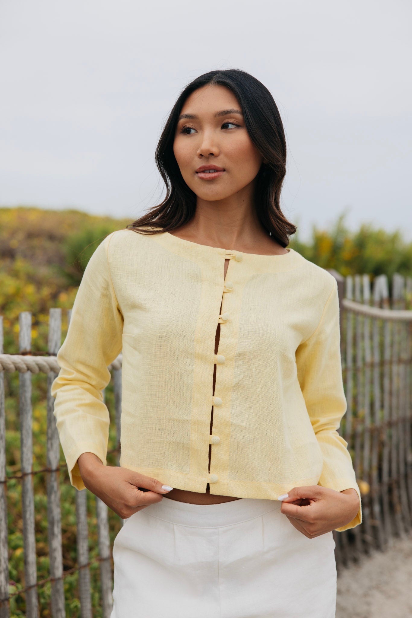 Bessette Linen Button Cardigan