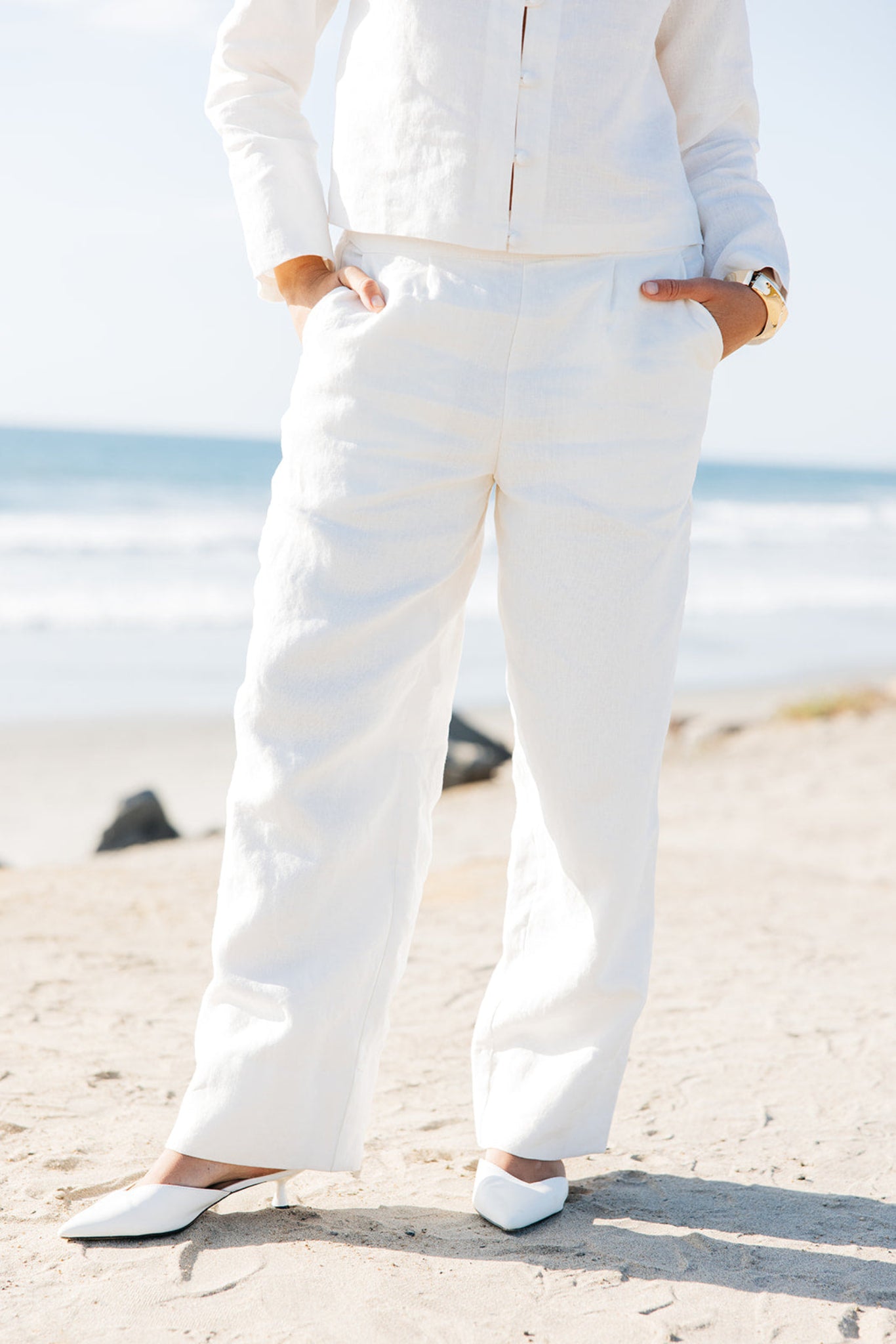 Lauren Linen Pants in white | linen | Relaxed fit, Tailored waist, fully lined