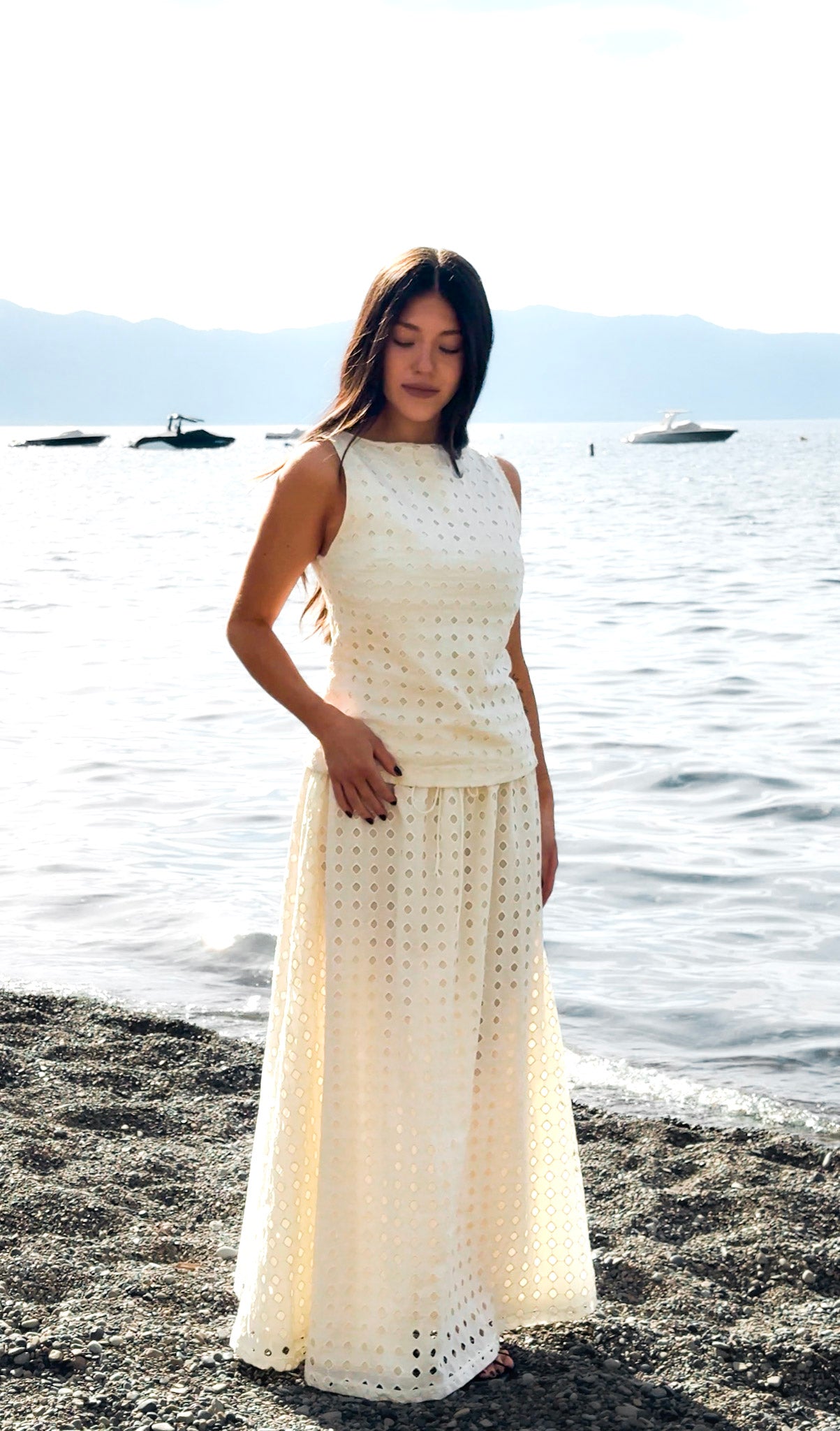 Carnelian Eyelet Top