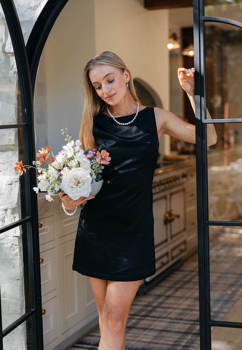 Tailored Black Silk Party Dress
