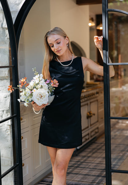 Tailored Black Silk Party Dress | Isla & Saige M