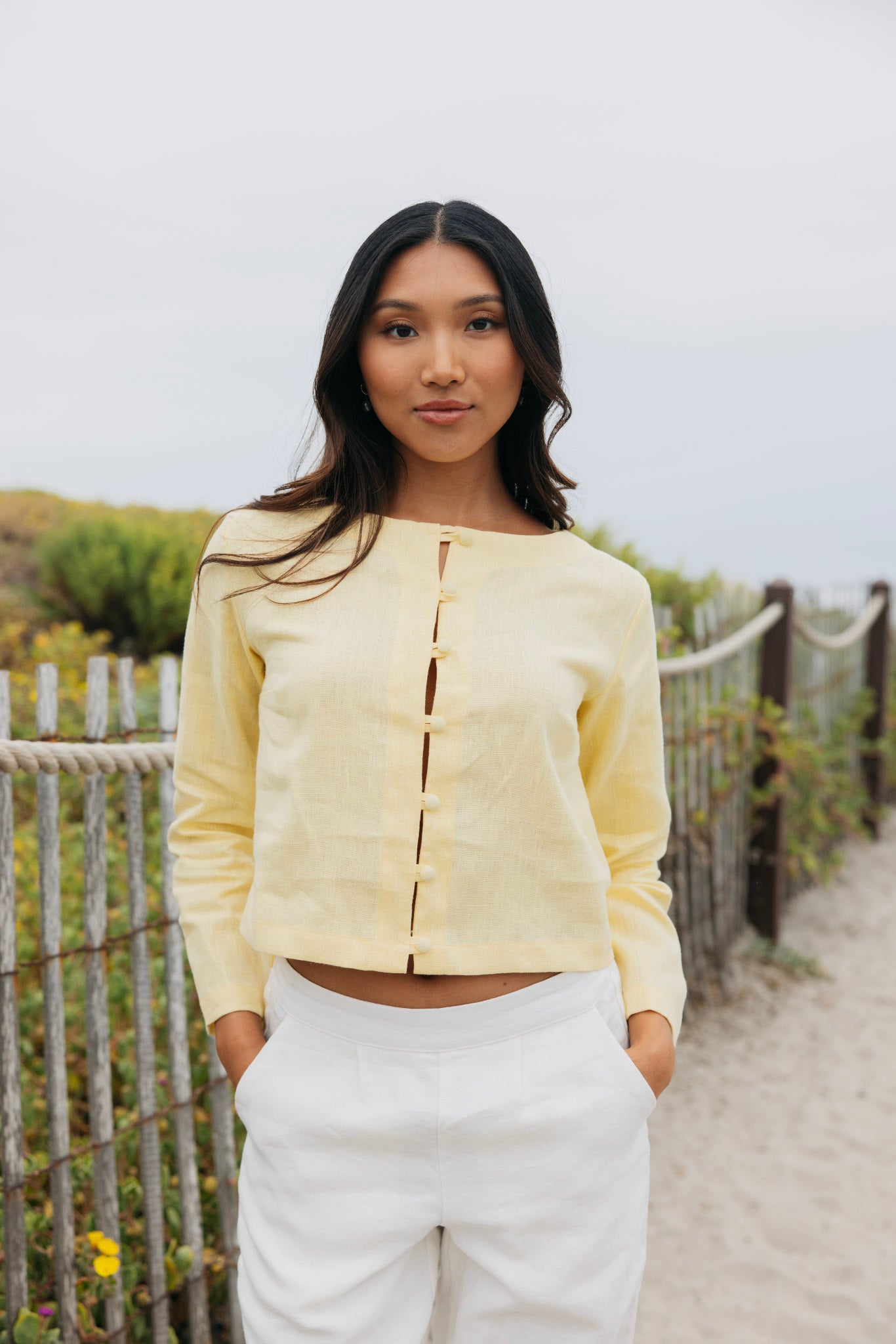 Bessette Linen Button Cardigan