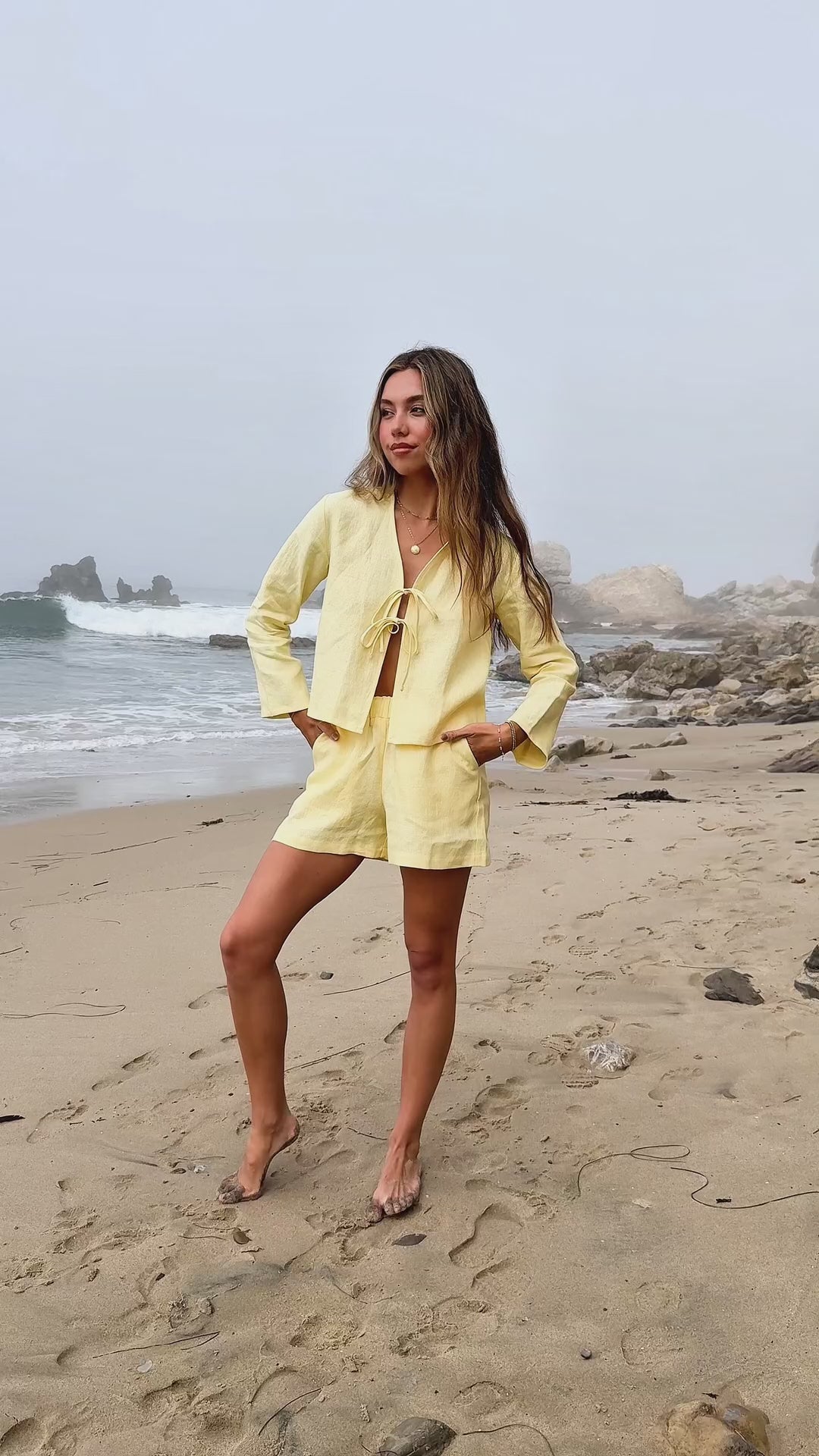 Yellow Linen Shorts | Summer & Vacation Set | Isla & Saige